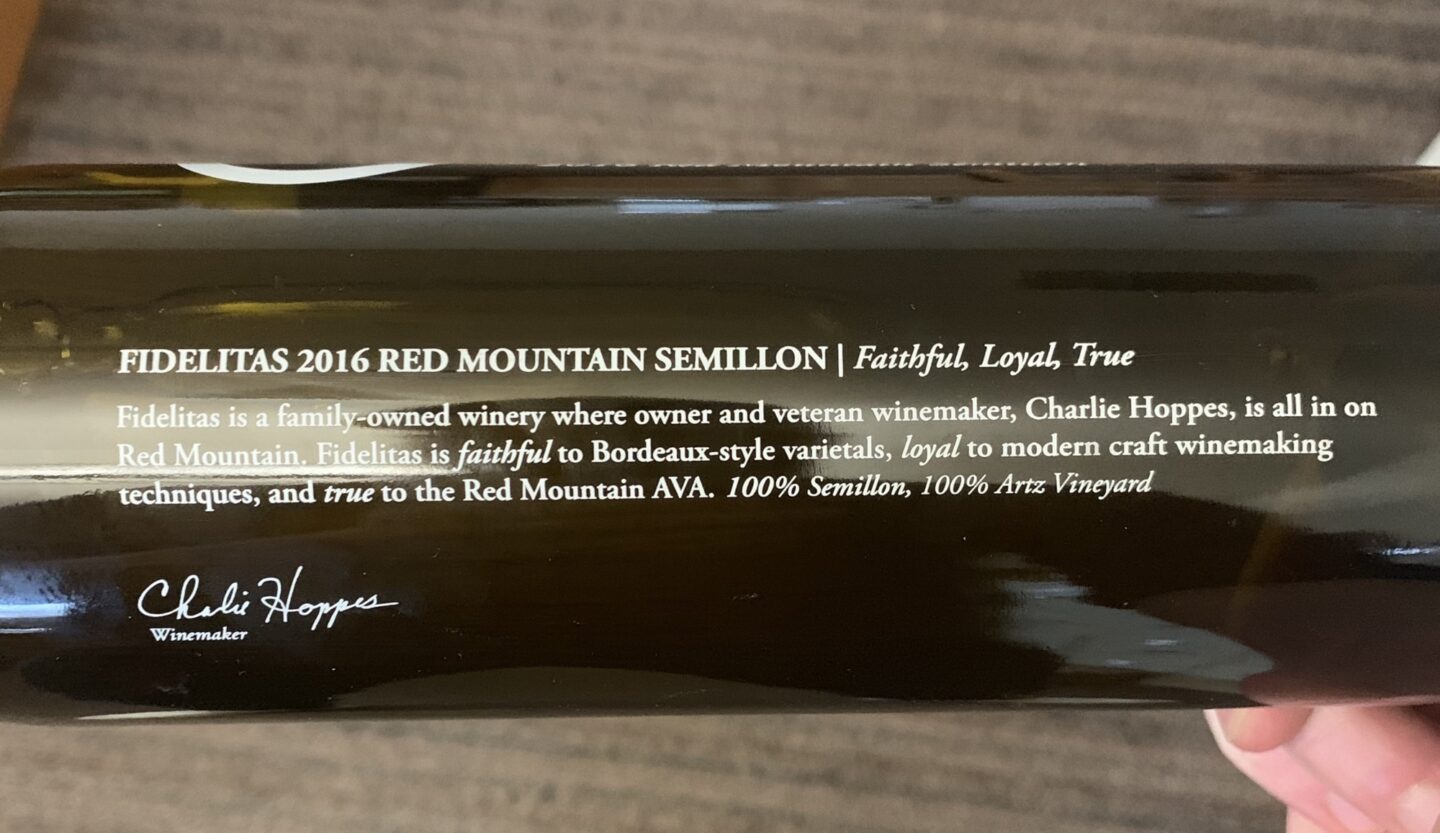 Fidelitas Loyal Faithful True Semillon