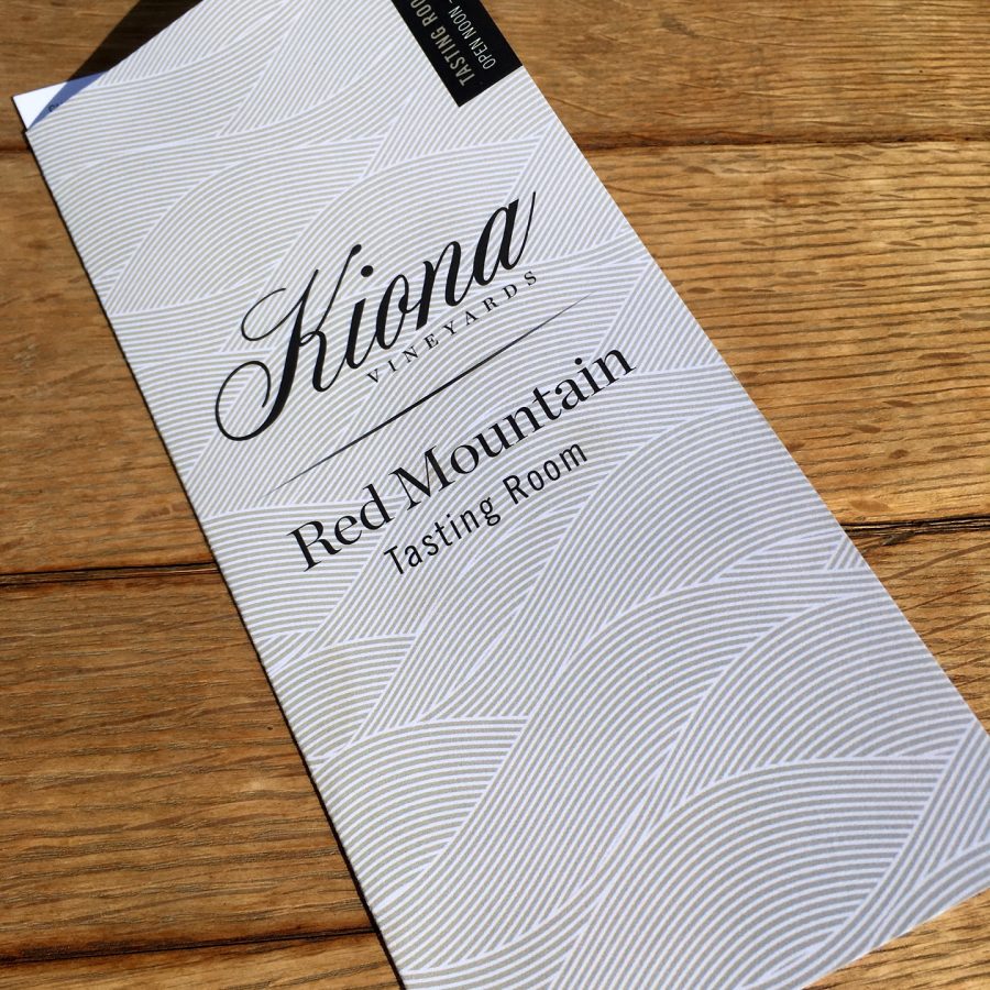 Kiona Vineyards and Winery Tasting Menu Front
