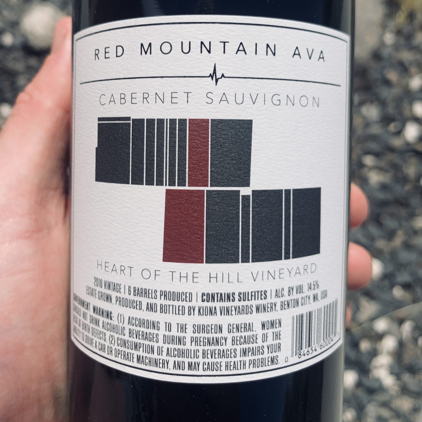 2016 Estate Red Mountain Heart of the Hill Cabernet Sauvignon Back Label